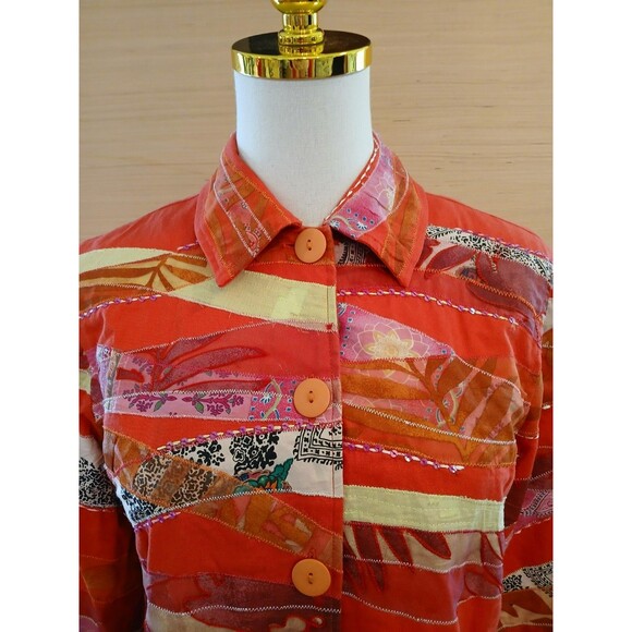 Coldwater Creek 100% Cotton Blend Blazer Jacket Festive Boho XS Career Office - Picture 4 of 9